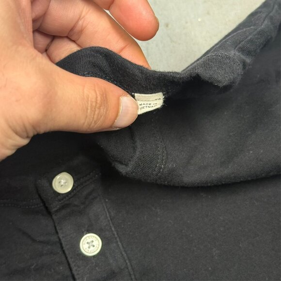 Buck Mason T-Shirt Henley Short Sleeve Stretch Cotton Black XL - Picture 5 of 8